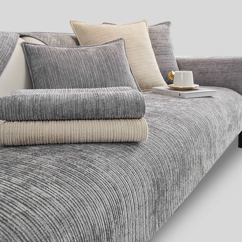 Couch Cover | Chenille | Scratch-Resistant Ribbed Texture | Living Room Decor