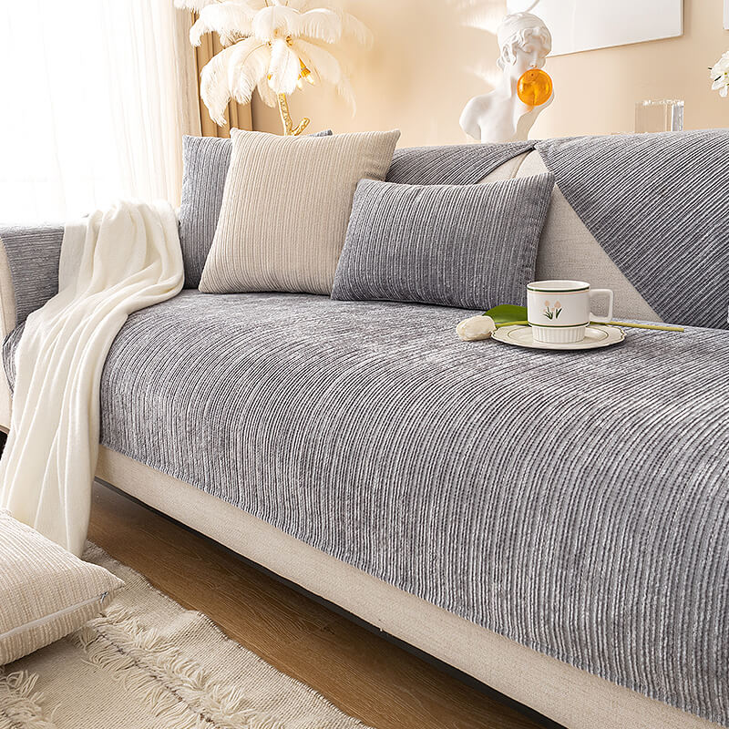 Couch Cover | Chenille | Scratch-Resistant Ribbed Texture | Living Room Decor