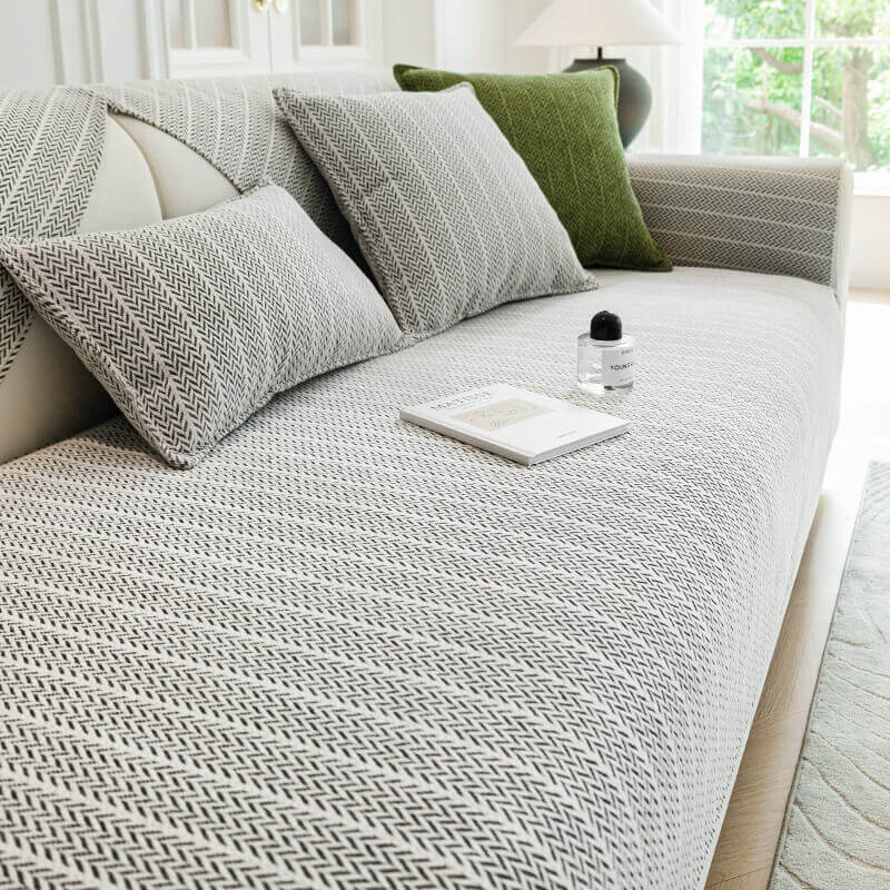 Couch Cover | Chenille | Herringbone Pattern Anti-Scratch | Living Room