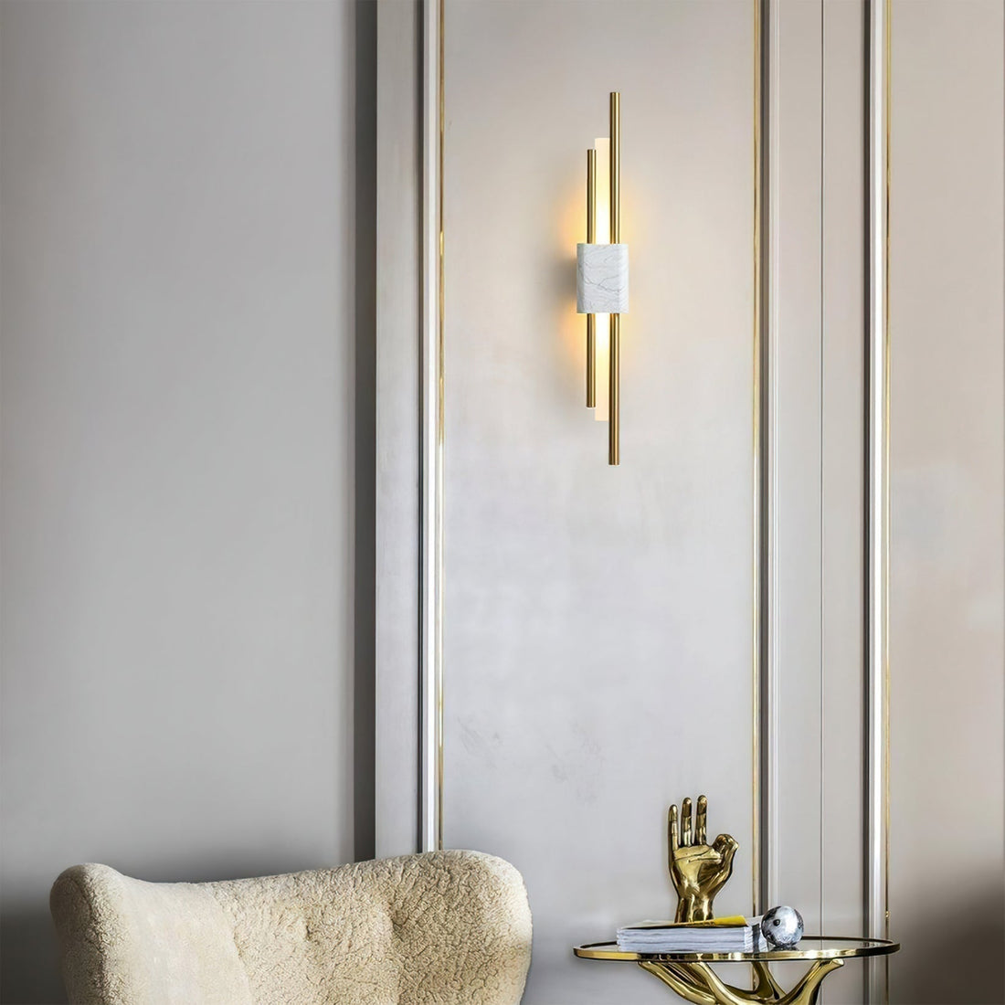 Modern Marble Wall Sconce – Luxury LED Wall Light in Geometric Minimalist Design