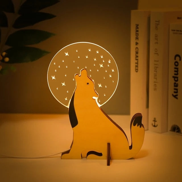 Modern Whimsical Pelican LED Night Light - USB Wooden Acrylic Table Lamp