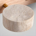 Wall Lamp | Travertine & Wood | Cylindrical Shades | Living Room Accent