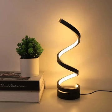 Sleek Modern Spiral LED Table Lamp with Dimmable Ambient Light