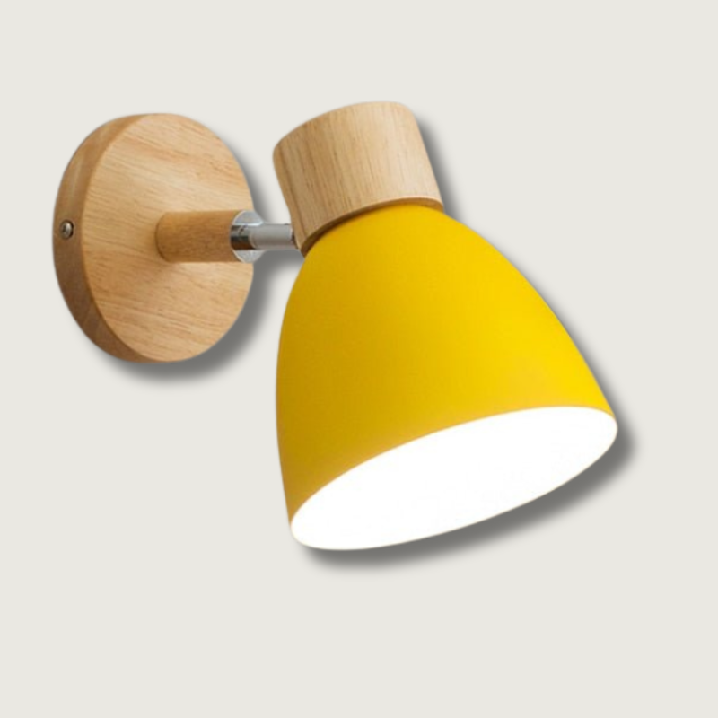 Modern Scandinavian Wood & Metal Wall Lamp – Adjustable Reading Sconce Light