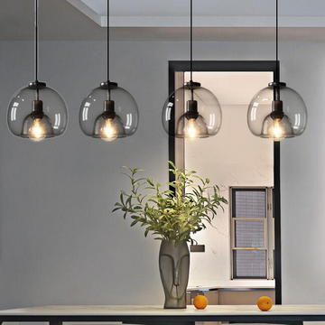 Modern Minimalist Pendant Light with Handblown Glass Shade