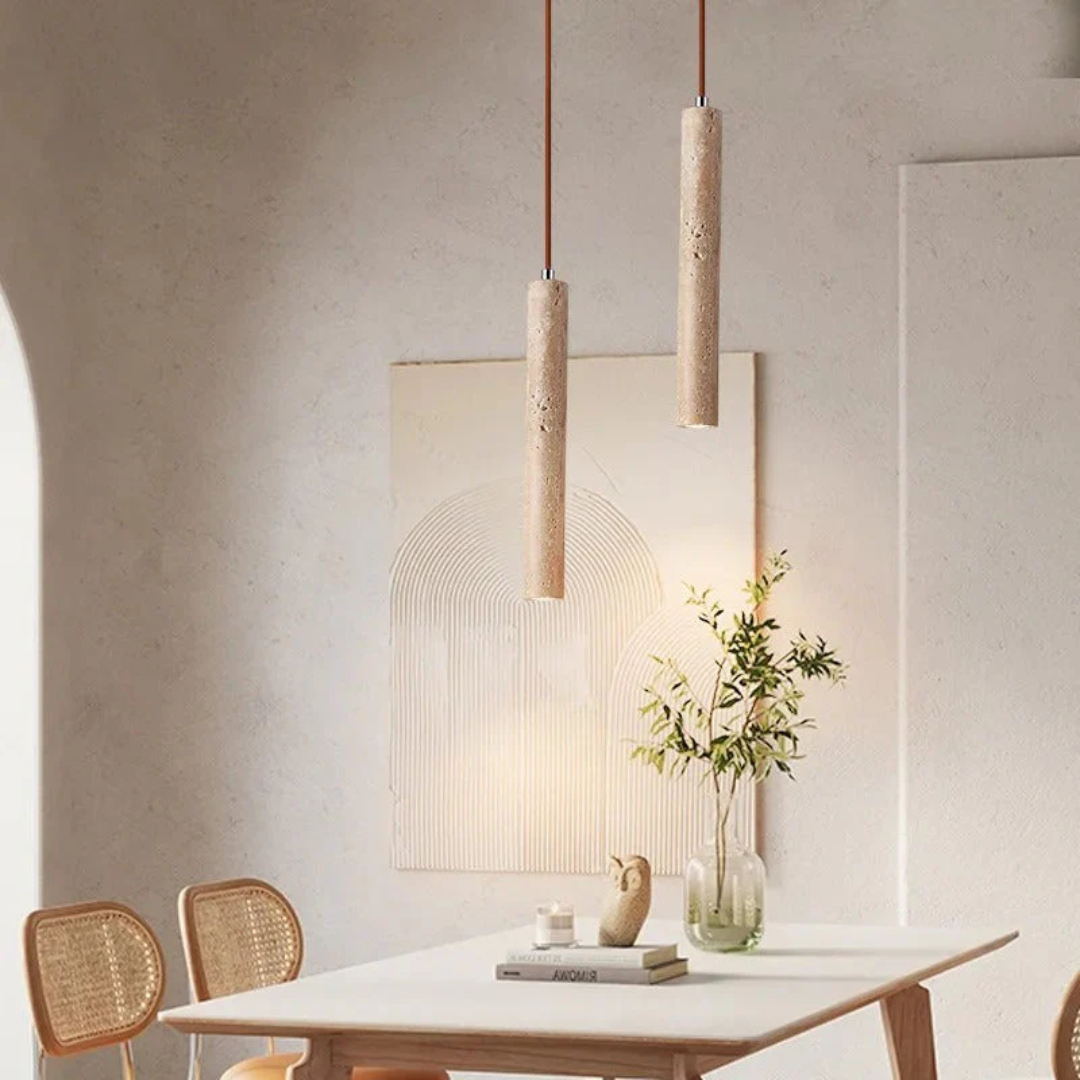 Minimalist Travertine Wabi-Sabi LED Pendant Light for Modern Homes