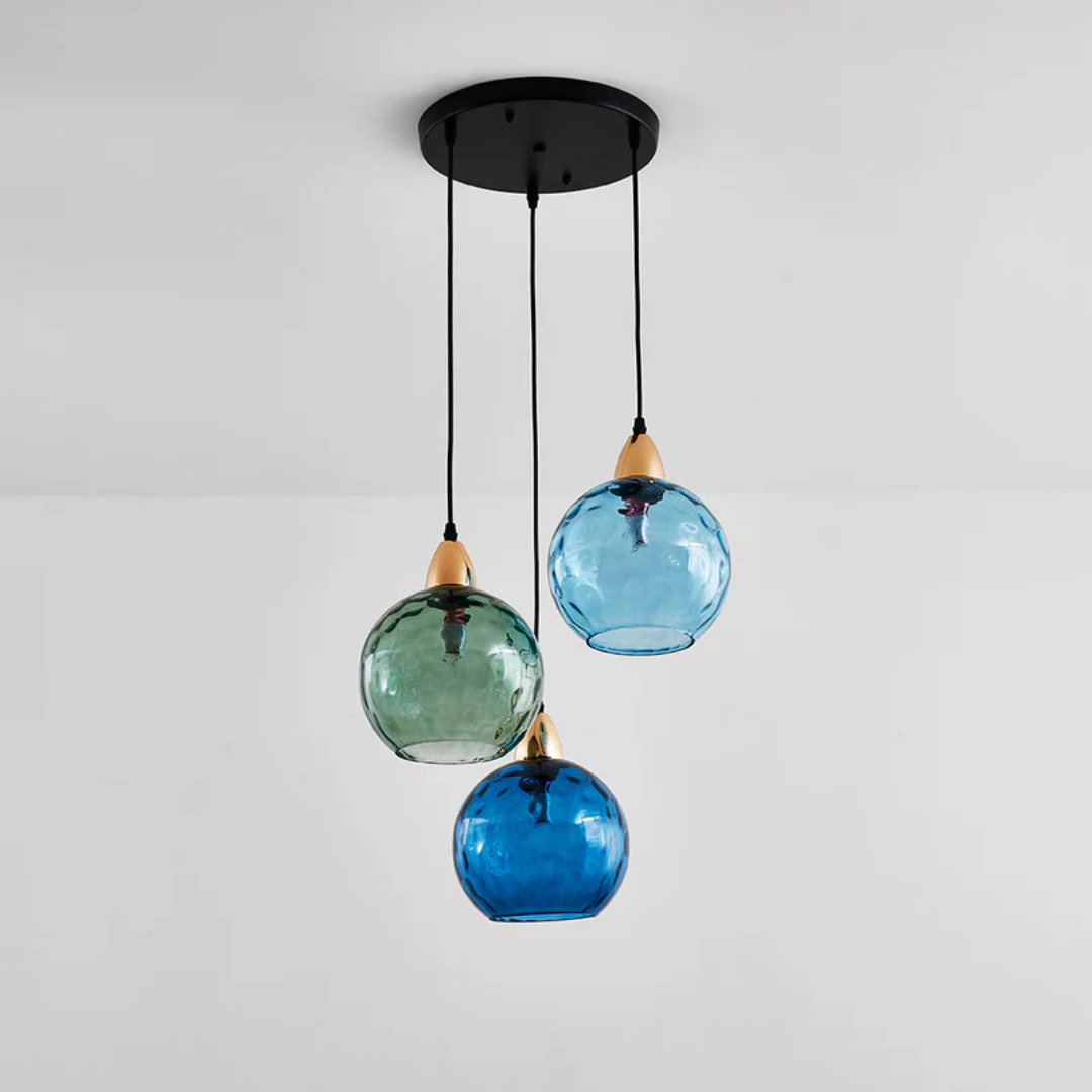 Modern Glass Cluster Pendant Light with 3 LED Globes - Cascade Design