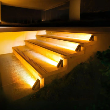 Solar-Powered LED Step Lights - Modern Minimalist Outdoor Pathway Illumination