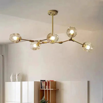 Modern Bubble Glass Sputnik Chandelier - Adjustable Multi-Arm Ceiling Light