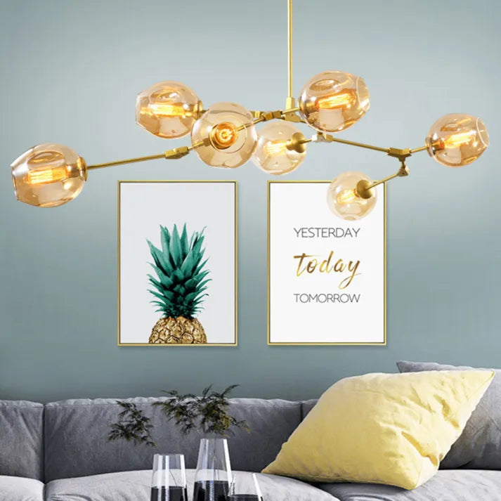 Modern Bubble Glass Sputnik Chandelier - Adjustable Multi-Arm Ceiling Light