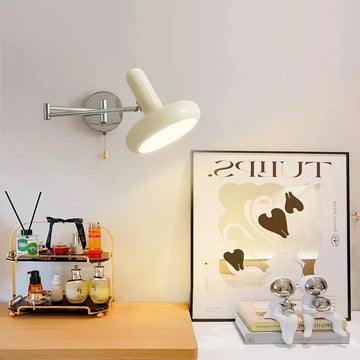 Modern Adjustable Wall Light with Swivel Arm and Pull Chain – LED Plug-In Sconce