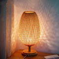 Table Lamp | Bamboo & Wood | Woven Shade | Cozy Living Room Accent