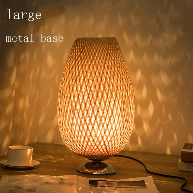 Table Lamp | Bamboo & Wood | Woven Shade | Cozy Living Room Accent