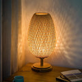 Table Lamp | Bamboo & Wood | Woven Shade | Cozy Living Room Accent