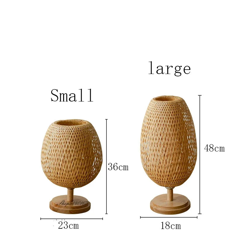 Table Lamp | Bamboo & Wood | Woven Shade | Cozy Living Room Accent