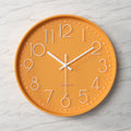 Wall Clock | Metal & Glass | Bold Red Face & Large Modern Numerals | Living Room Accent