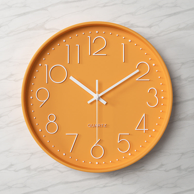 Wall Clock | Metal & Glass | Bold Red Face & Large Modern Numerals | Living Room Accent