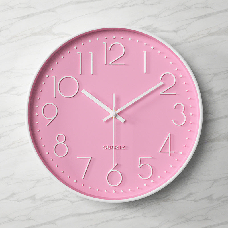 Wall Clock | Metal & Glass | Bold Red Face & Large Modern Numerals | Living Room Accent