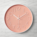 Wall Clock | Metal & Glass | Bold Red Face & Large Modern Numerals | Living Room Accent