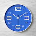 Wall Clock | Metal & Glass | Bold Red Face & Large Modern Numerals | Living Room Accent