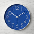 Wall Clock | Metal & Glass | Bold Red Face & Large Modern Numerals | Living Room Accent