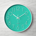 Wall Clock | Metal & Glass | Bold Red Face & Large Modern Numerals | Living Room Accent
