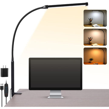 Desk Lamp | Matte Black Metal & Plastic | Flexible Swing Arm | Contemporary Workspace