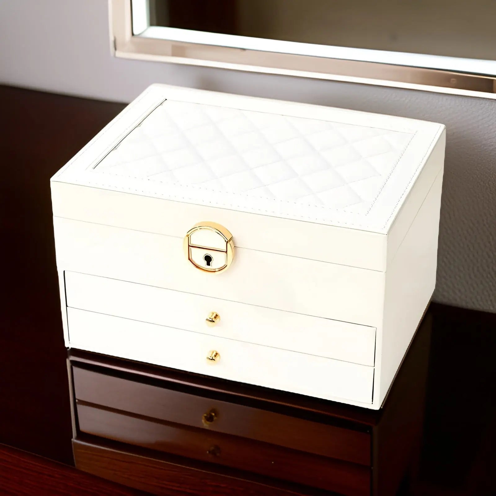 Jewelry Box | PU Leather & Velvet Lining | Multilayer Design | Bedroom Organizer