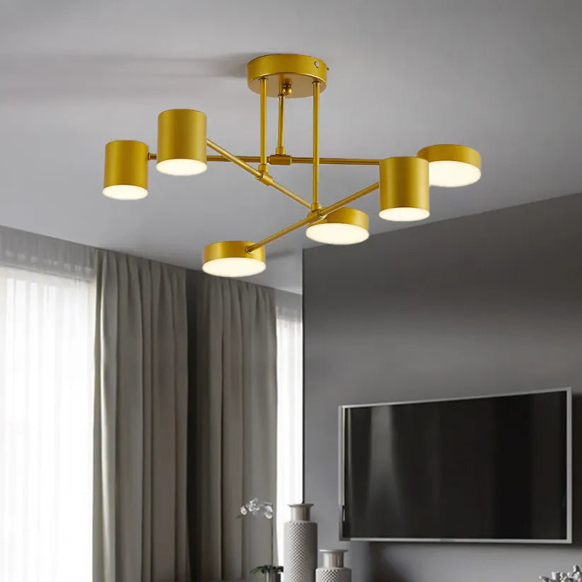 Modern Minimalist 6-Light Ceiling Chandelier with Adjustable Color Modes