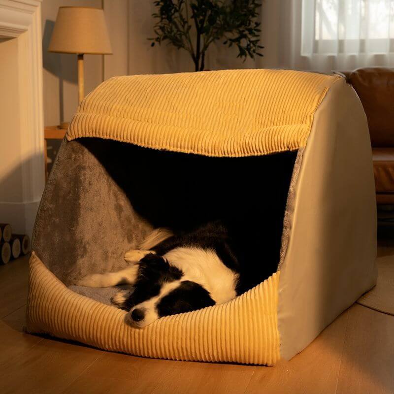 Dog Bed | Flannel & Plush Fabric | Enclosed Design | Home Sanctuary