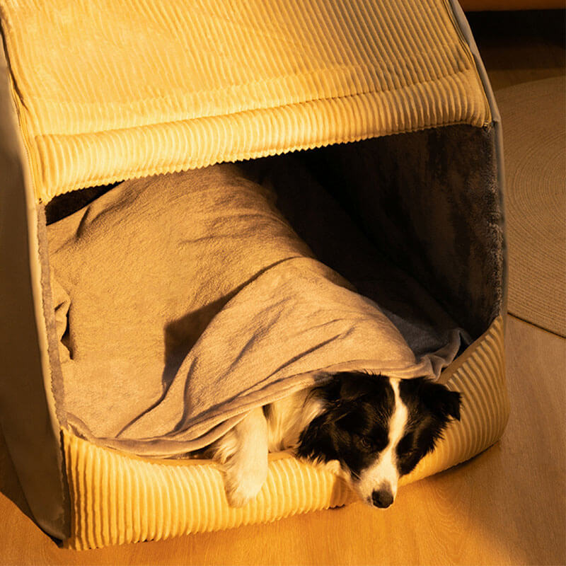 Dog Bed | Flannel & Plush Fabric | Enclosed Design | Home Sanctuary