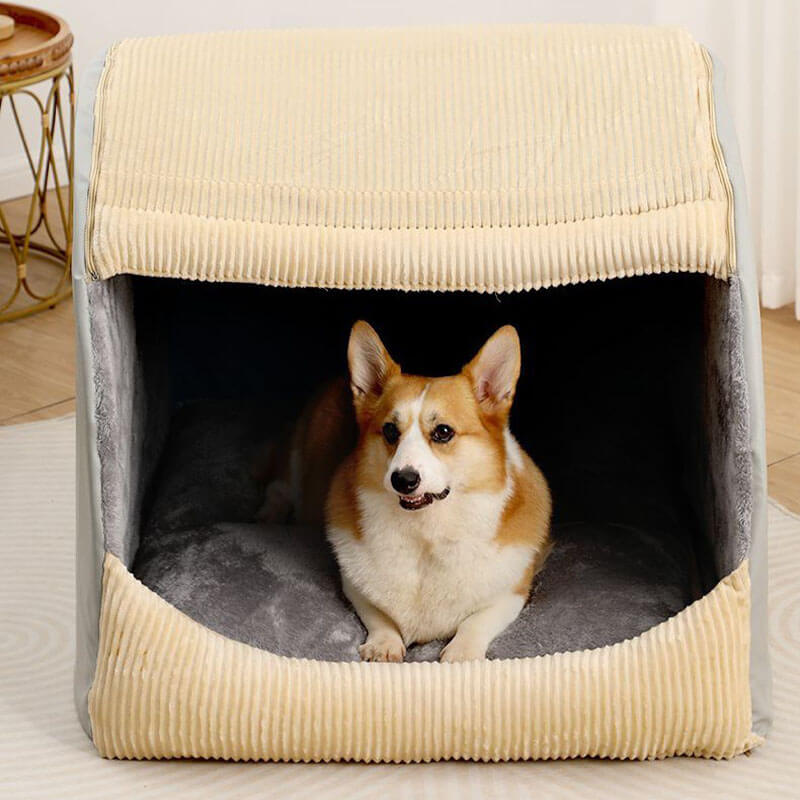 Dog Bed | Flannel & Plush Fabric | Enclosed Design | Home Sanctuary