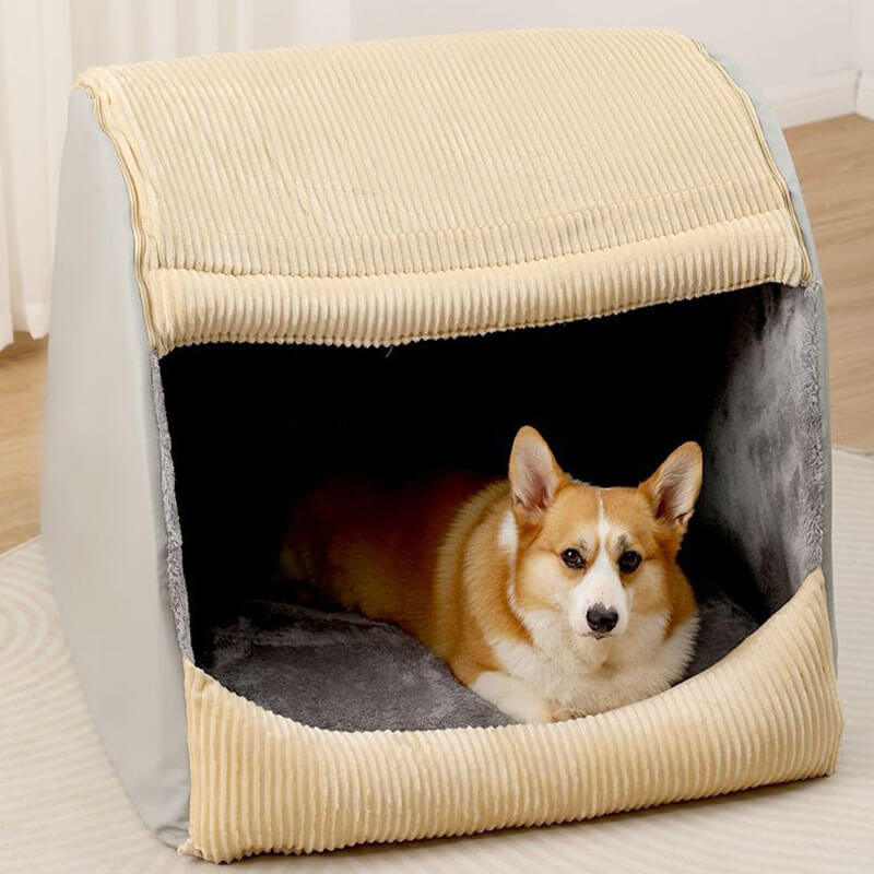 Dog Bed | Flannel & Plush Fabric | Enclosed Design | Home Sanctuary