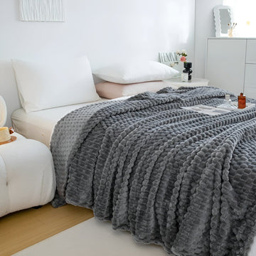 Plush Textured Throw Blanket - Super Soft, Warm, Modern Cozy Design