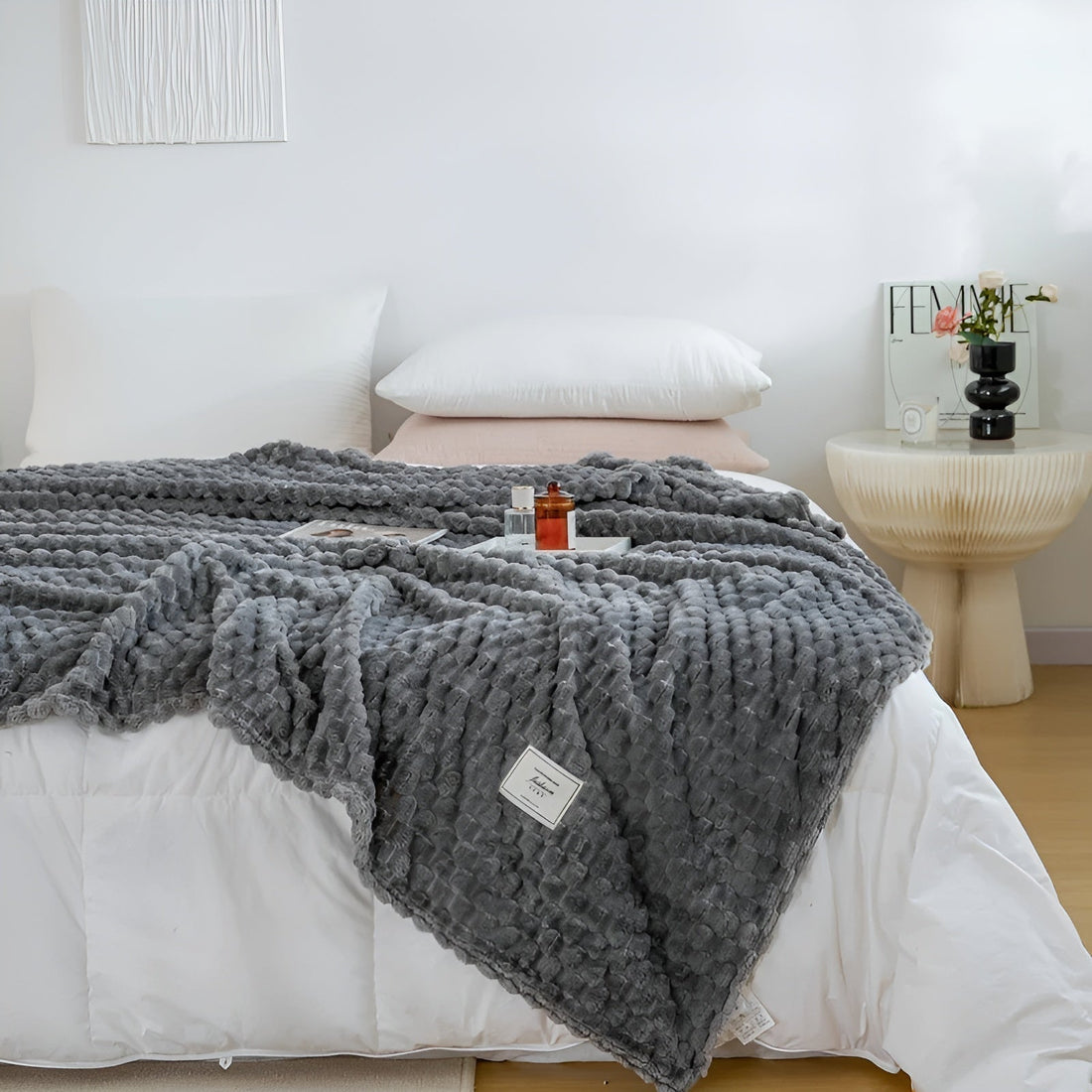 Plush Textured Throw Blanket - Super Soft, Warm, Modern Cozy Design
