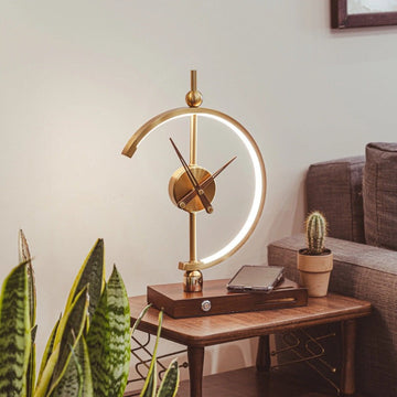 Modern Decorative Table Lamp with Clock & Wireless Charging Station