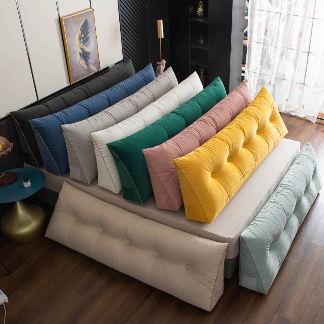 Wedge Support Pillow | Velvet & Polyester Fill | Button-Tufted with Pocket | Cozy Corner Lounging