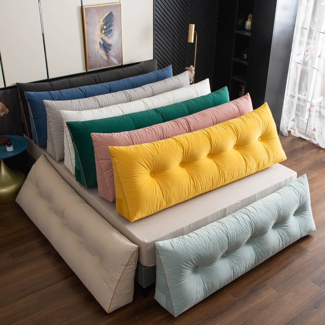 Wedge Support Pillow | Velvet & Polyester Fill | Button-Tufted with Pocket | Cozy Corner Lounging