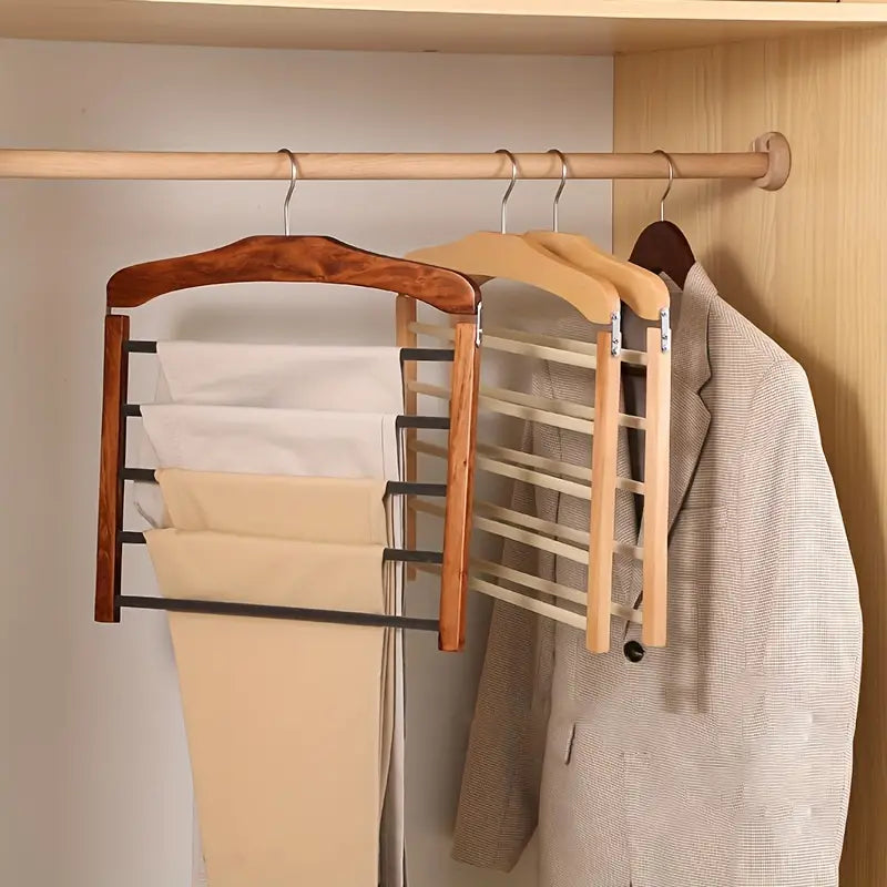 Trouser Rack | Wood & Metal | Multi-Tier Space-Saving | Modern Living Organization