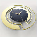 Wall Clock | Brushed Gold Metal & Black Marble | Intersecting Circular Design | Urban Living Room