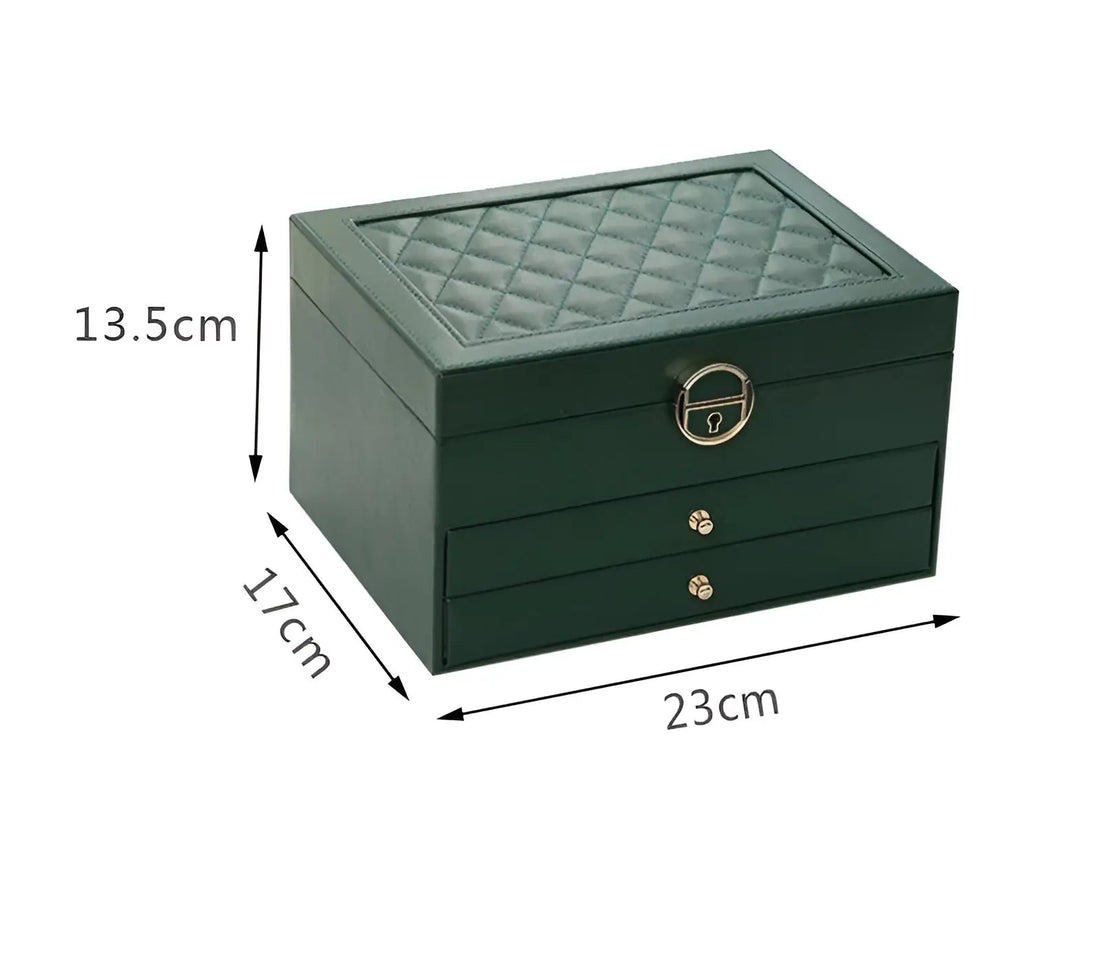 Jewelry Box | PU Leather & Velvet Lining | Multilayer Design | Bedroom Organizer
