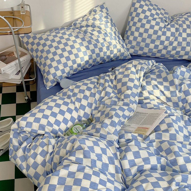 Bedding Set | Cotton | Large Checkered Pattern | Bedroom Decor