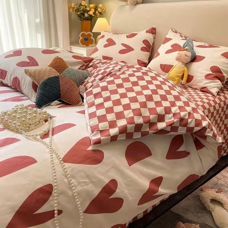Bedding Set | Cotton | Large Checkered Pattern | Bedroom Decor