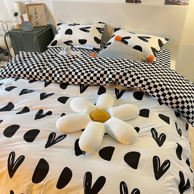 Bedding Set | Cotton | Large Checkered Pattern | Bedroom Decor