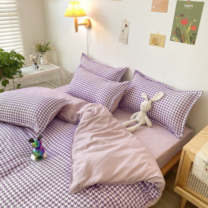 Bedding Set | Cotton | Large Checkered Pattern | Bedroom Decor