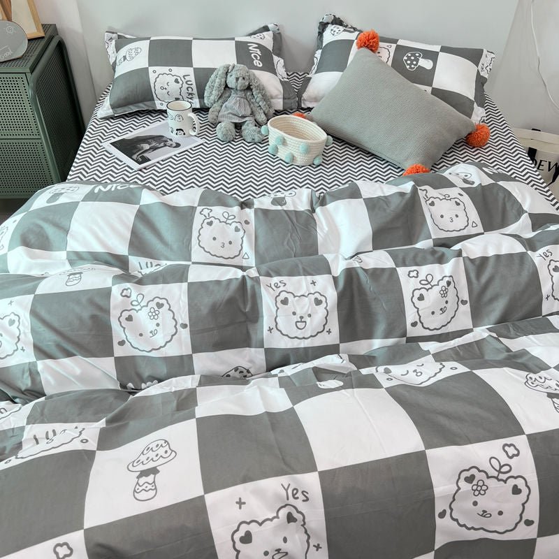 Bedding Set | Cotton | Large Checkered Pattern | Bedroom Decor