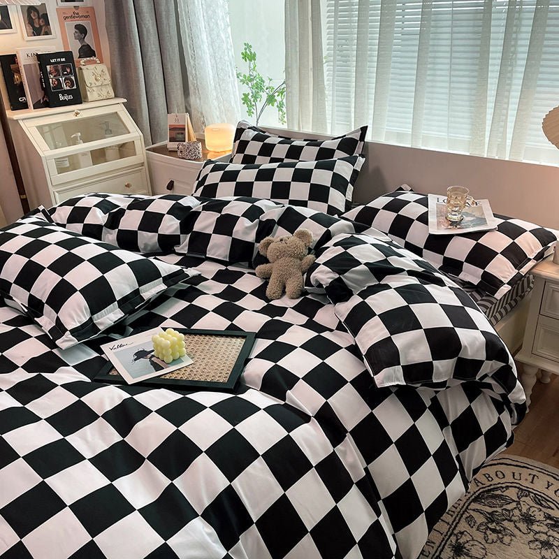 Bedding Set | Cotton | Large Checkered Pattern | Bedroom Decor
