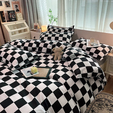 Bedding Set | Cotton | Large Checkered Pattern | Bedroom Decor