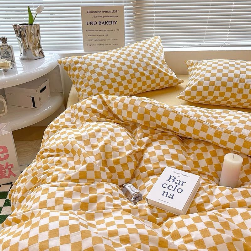 Bedding Set | Cotton | Large Checkered Pattern | Bedroom Decor