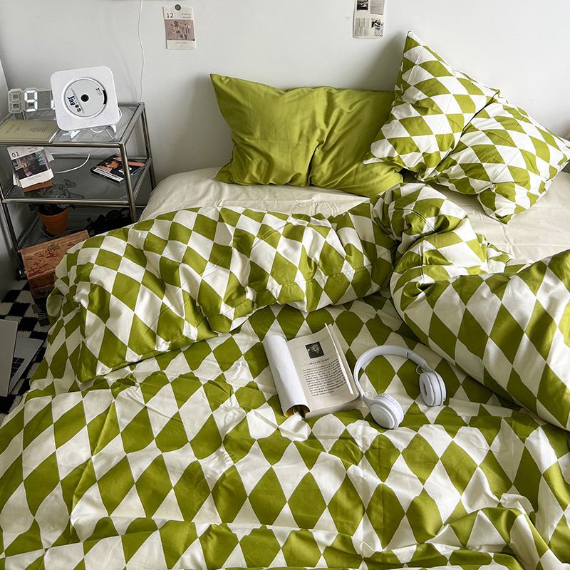 Bedding Set | Cotton | Large Checkered Pattern | Bedroom Decor